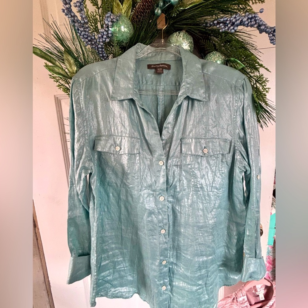 Tommy Bahama Metallic Teal Shirt